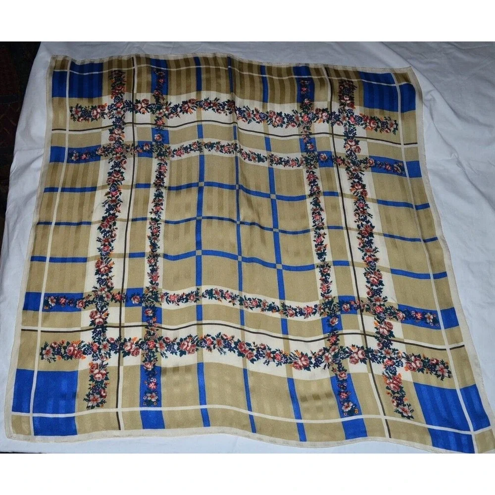 Vtg 60s Albert Nipon Square Scarf 30X30  Floral square‎ style